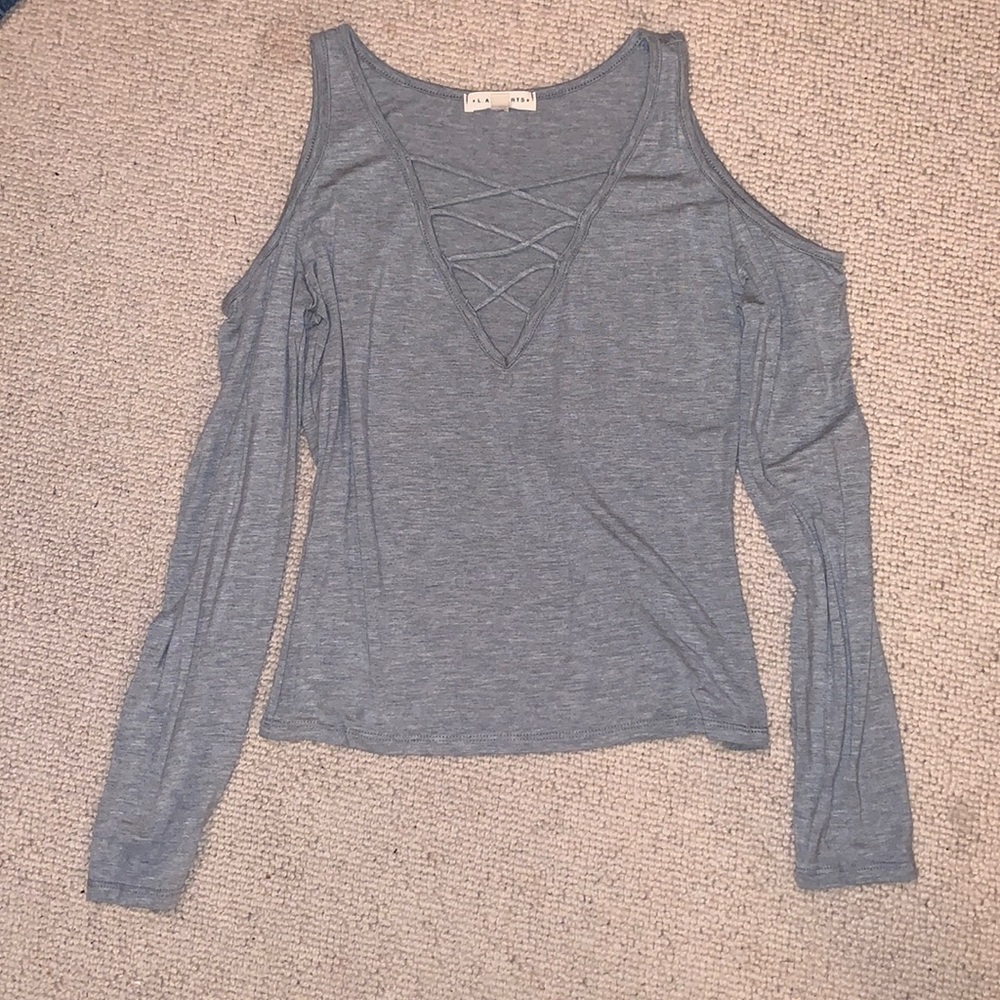 Lace-up Front Cold Shoulder Top